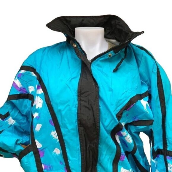 Vintage Coastal Images 90s Wind Breaker Teal Blue Track Jacket Size M - Picture 3 of 8